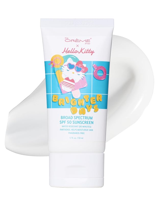 Protetor solar facial e corporal The Crème Shop Hello Kitty SPF50, resistente à água