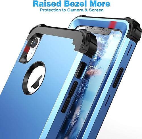 Miniatura 7 de IDweel Funda para iPhone XR con protector de pantalla (vidrio templado), 3 en 1, a prueba de golpes, delgada, híbrida, resistente, cubierta