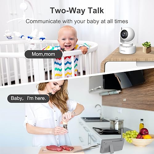 Miniatura 8 de HelloBaby Monitor de bebé de video de 4.3 pulgadas con batería de 30 horas, monitor de bebé con zoom panorámico remoto sin WiFi, monitor de bebé con