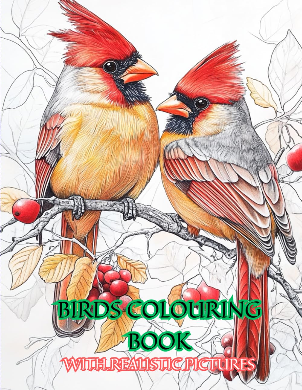 Birds Themed Adult Colouring Book with Realistic Pictures Adult Stress Relief Colouring 80 Pages