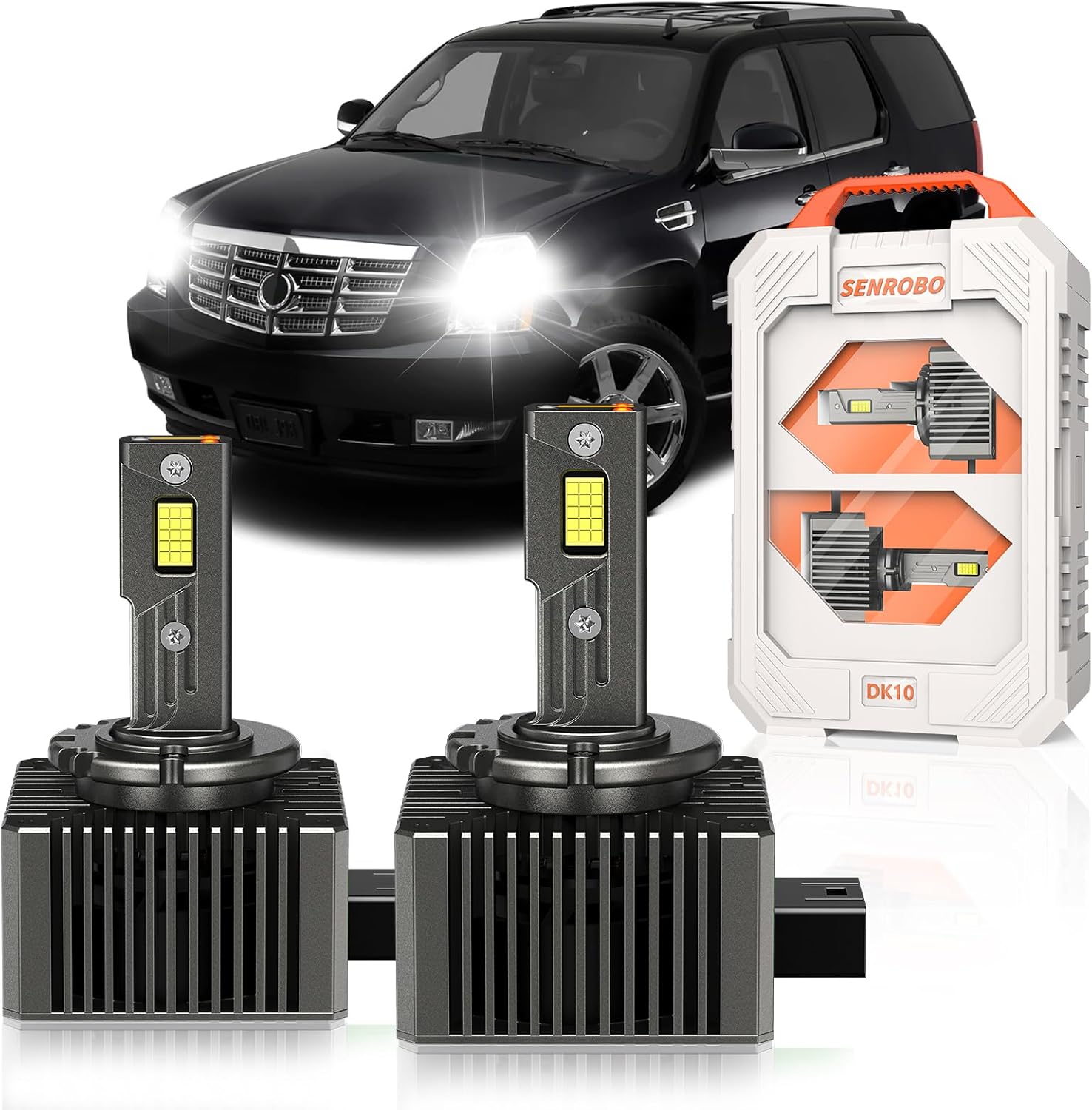 Fit for 2007-2014 Cadillac Escalade ESV EXT D1S Xenon Bulbs Only, OEM Projector 35W HID Light Replace, 30000LM 600% Brighter D1SC1 Bi-xenon Light, 6000K Cool White, Pack of 2