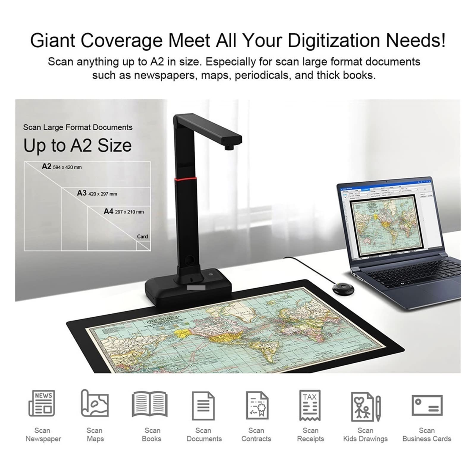 S21 A2 / A3 Formato de gran formato Book & Document Scanner 2 3MP Multilenguaje automovilísticos y soporte automático de alta resolución con velocidad de escaneo rápida