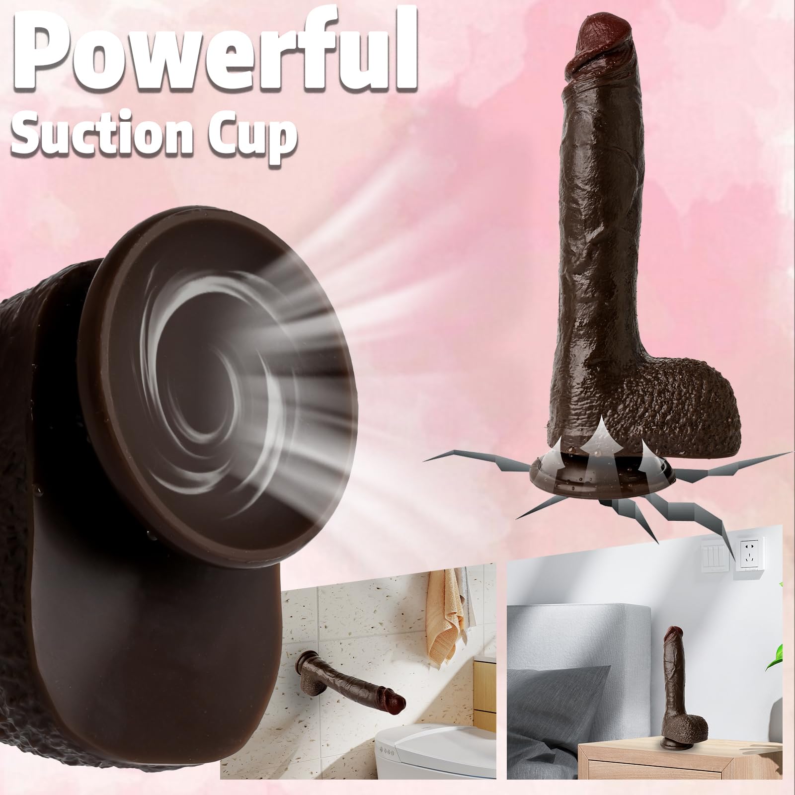 10 Inch Realistic Big Black Dildo - Huge Thick Dual-Density Silicone Anal Dildo, Strap on Dildo with Suction Cup, XL Large Girthy Giant Riding Dildos for Men Women Gay, Adult Sex Toys & Games