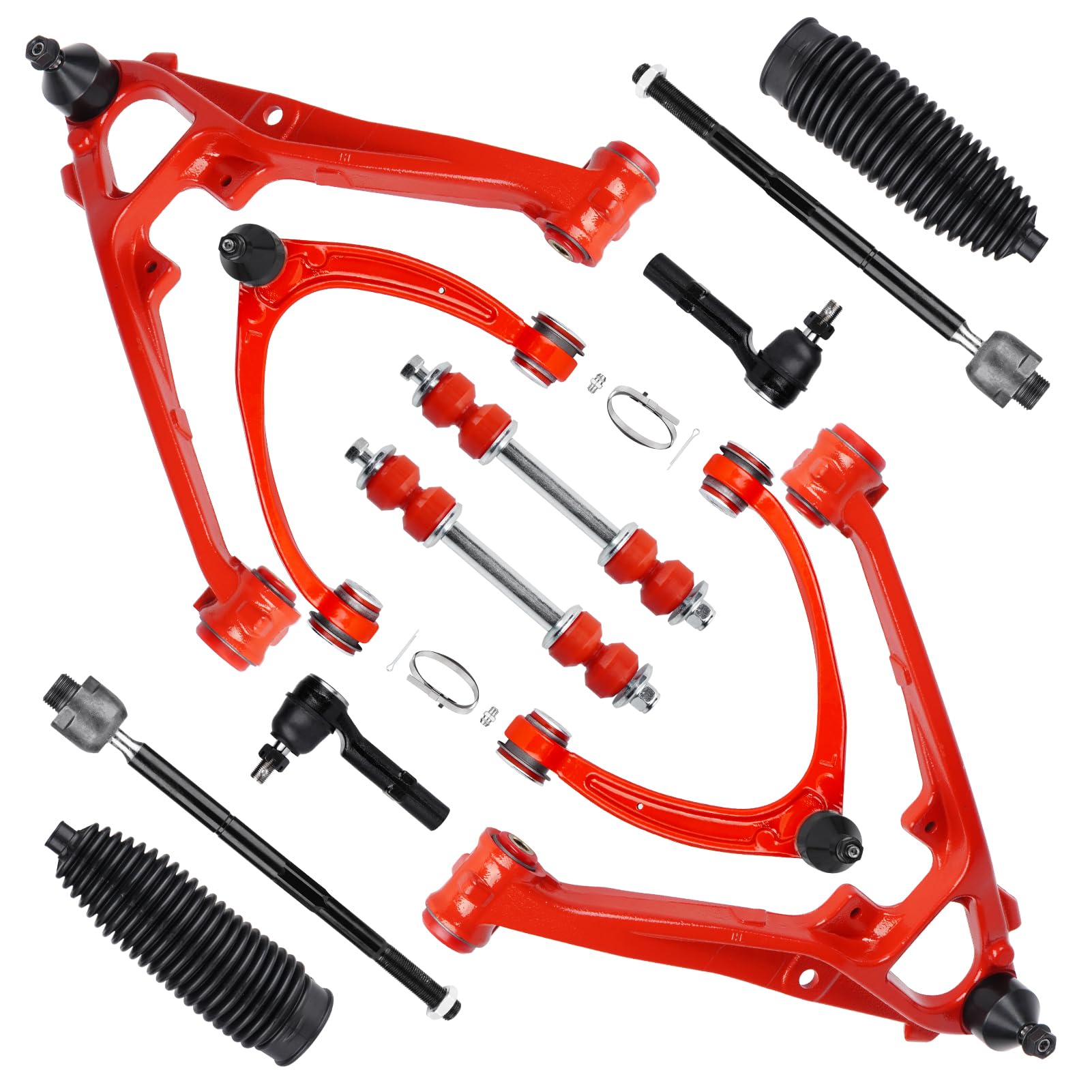 Front Suspension Kit with Polyurethane Bushing Lower Upper Control Arms with Ball Joint Fit for Cadillac Escalade/Chevrolet Silverado 1500/Suburban