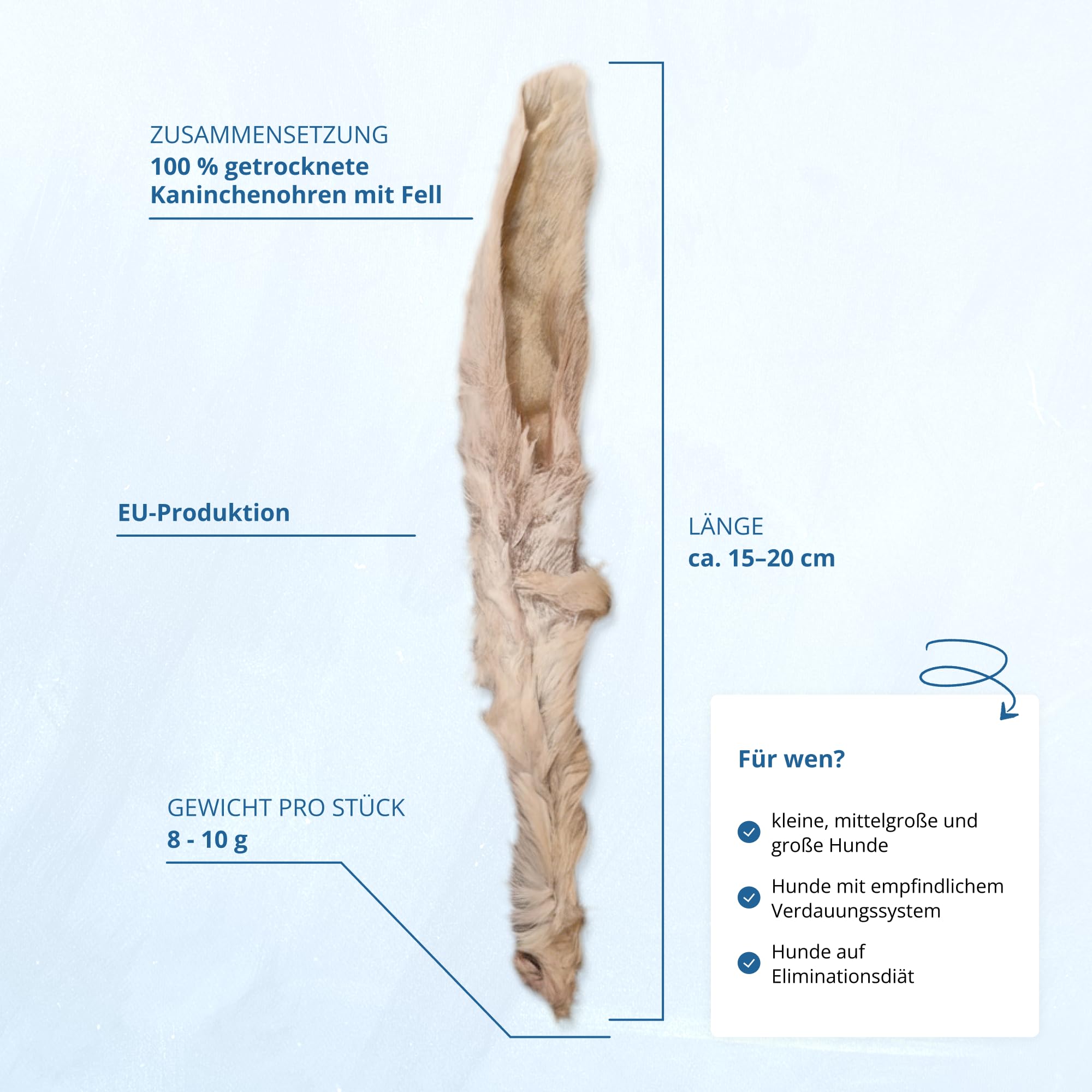 3 kg Kaninchenohren mit Fell für Hunde - Natürlicher Kausnack & Belohnung - Getrocknete Hasenohren - Schonend Getrocknet & Proteinreich - Artgerechter Hunde-Snack ca. 300 STK