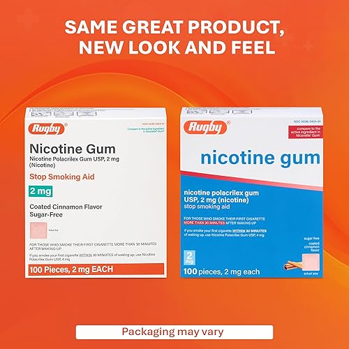 Miniatura 3 de Rugby Polacrilex - Goma de mascar de nicotina de 2 mg, sabor canela, ayuda para dejar de fumar y vapear, sin azúcar, 100 unidades (1 paquete)