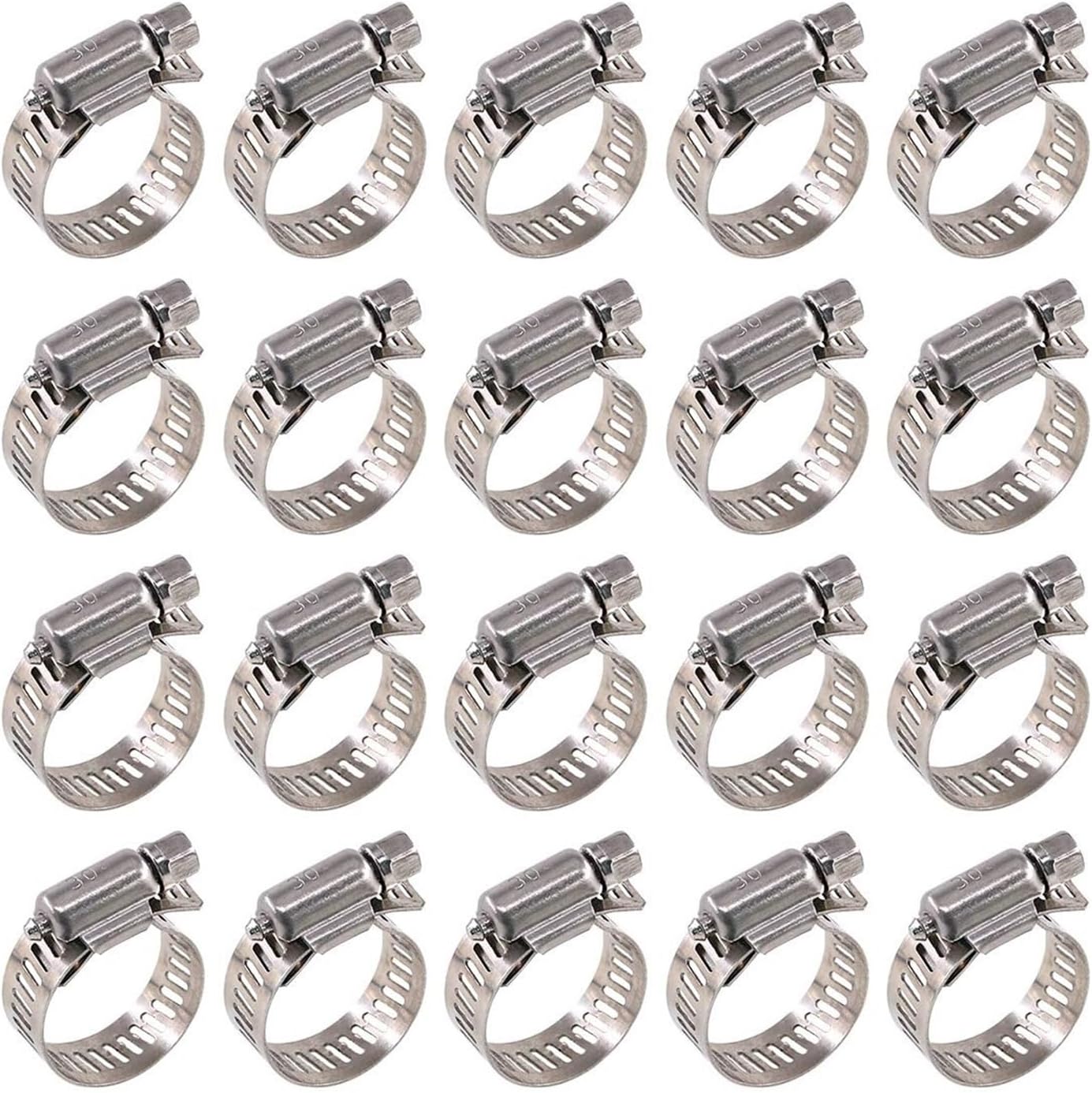 SBTRKT 100x Adjustable 8-44mm Range 304 Stainless Steel Worm Gear Hose Clamps Assortment Kit, Fuel Line Clamp for Water Pipe, Plumbing