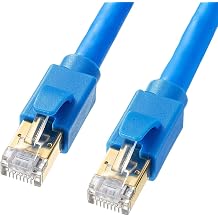 Sanwa Supply KB-T8-02BL CAT8 LAN Cable 6.6 ft 2 m 40Gbps/2000MHz RJ45 Crack Prevention, Blue