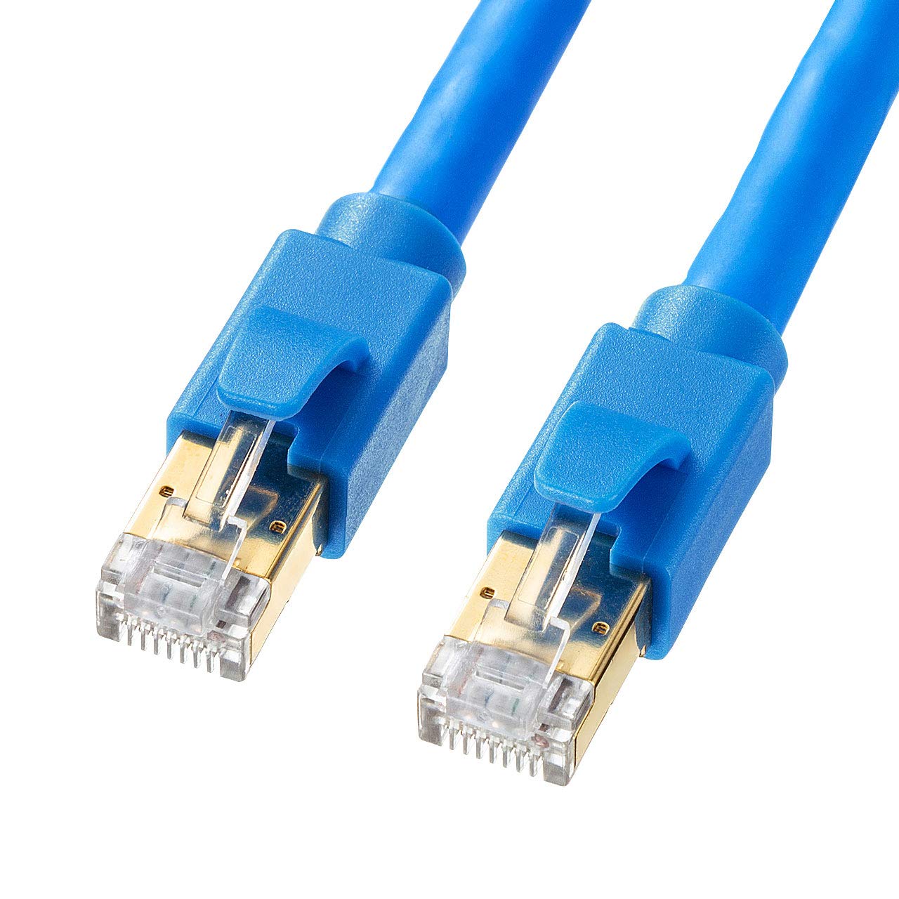 Sanwa Supply KB-T8-02BL CAT8 LAN Cable (6.6 ft (2 m) 40Gbps/2000MHz RJ45 Crack Prevention, Blue