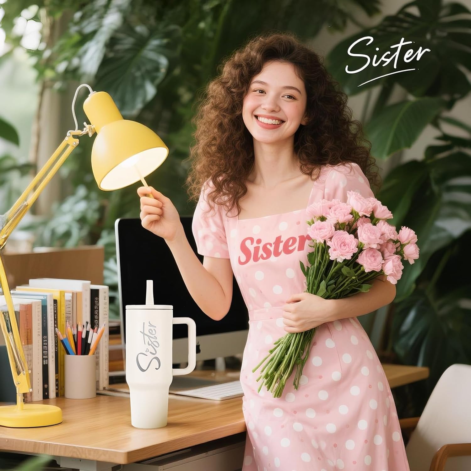 Sister Tumbler 40 oz Cup with Lids Straws Unique Sister in Law Birthday Gifts Present for Thanksgiving Christmas Wedding from Brother - Image 2