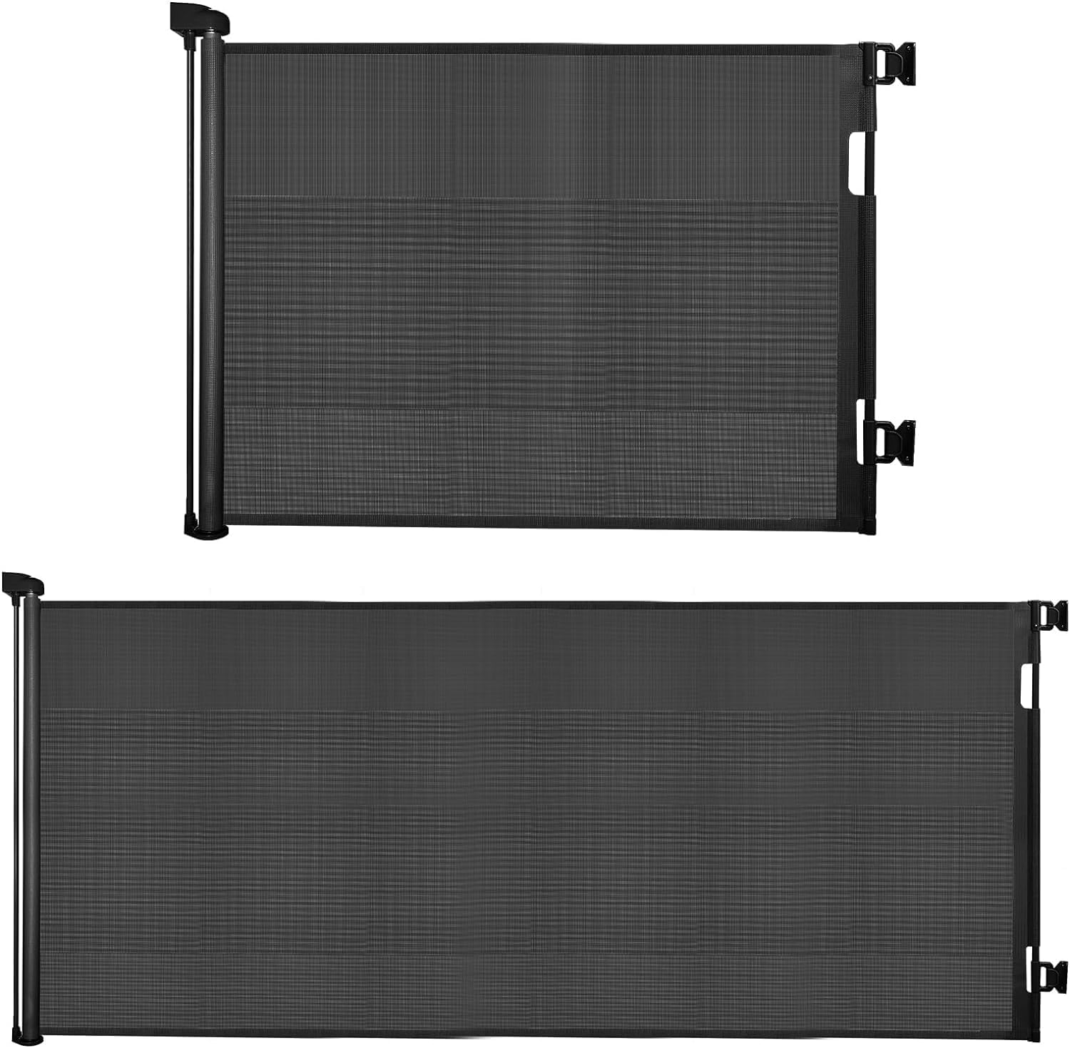 Upgraded Retractable Baby Gate for Stairs, 33" Tall Expands 70" Wide Ideal Safety Solution Dog Gate for Stairs Doorways Hallways Indoor/Outdoor Mesh Baby Gate (Black,86CMx140CM & 86CMx180CM)