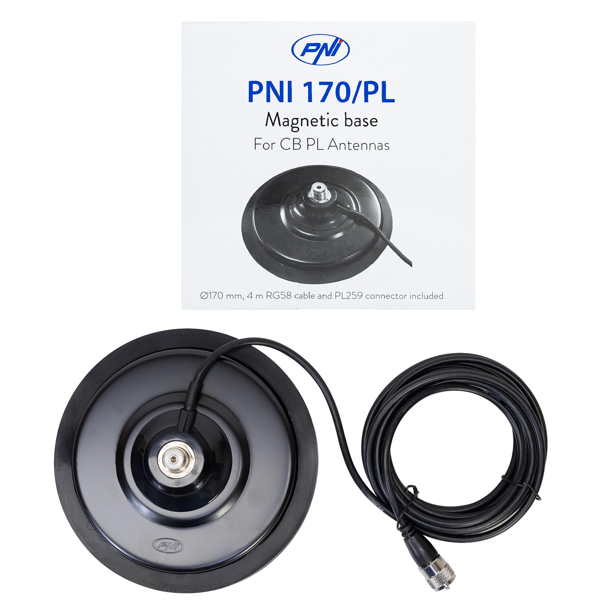 Podstawa magnetyczna PNI 170/PL 170 mm, smukła, zawiera kabel 4 m i wtyczkę PL259