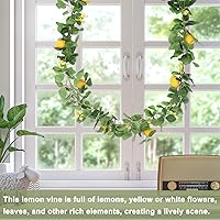 Vista 4 de Asodomo Guirnalda artificial de limón de 6 pies para primavera y verano con limones y flores, guirnalda de frutas sintéticas para cocina, mesa