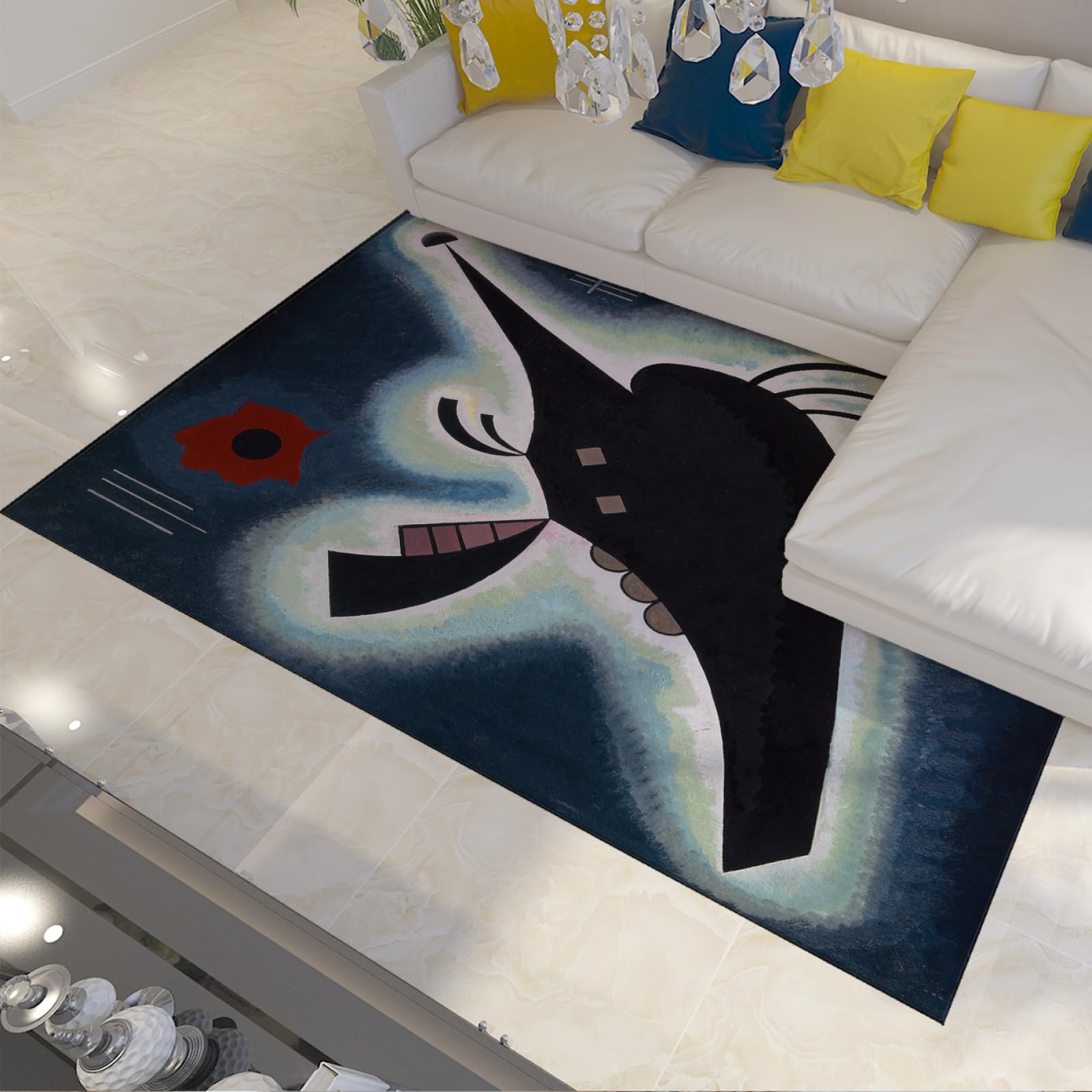 Tapis Kandinsky Image de Noir Pointu 1931 - Tapis de sol graphique lavable 60x90cm