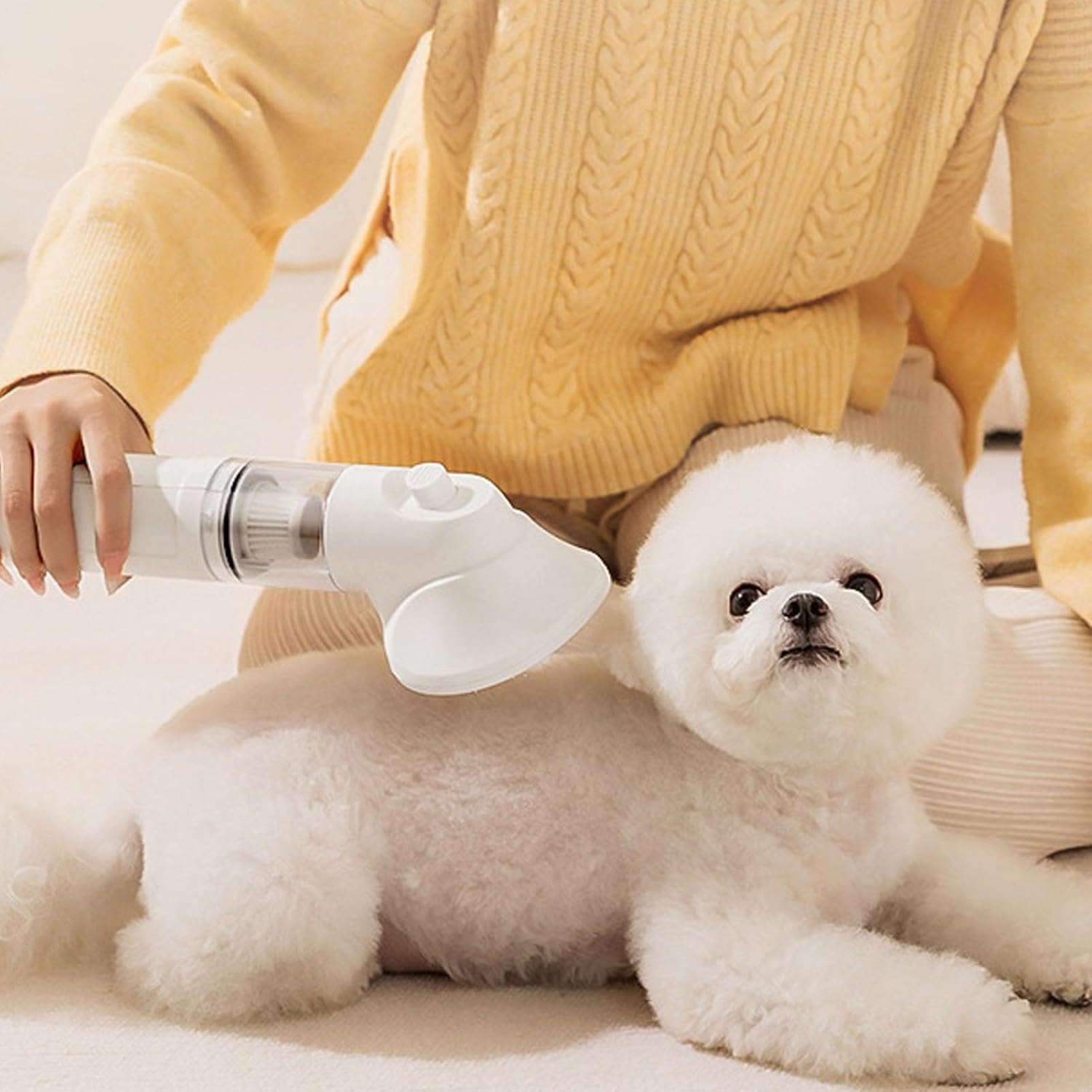 Handheld Dog Vacuum for Shedding Grooming, Low Noise Pet Hair Shedding Trimming Grooming for Indoor Cats Dogs Cleaning Dematting Comb Kit
