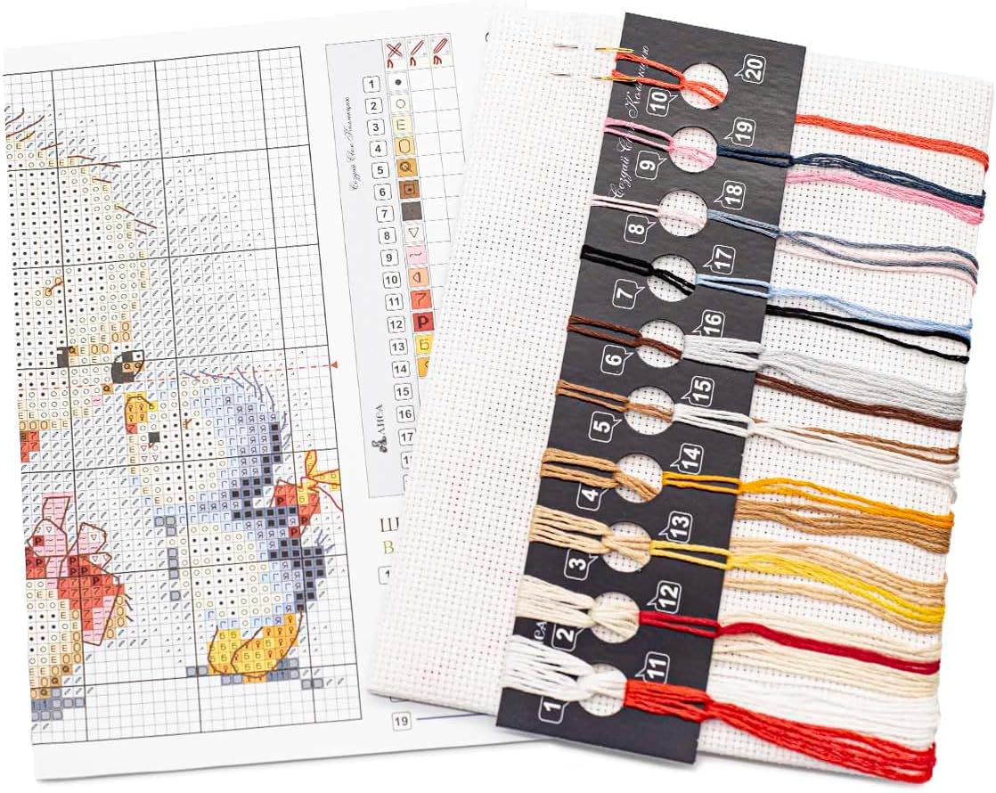 Polar Bear and Penguin Cross-Stitch kit on Aida 14 Count Canvas. Monochrome Animal. Easy & Fast Cross Stitch by Alisa 0-121