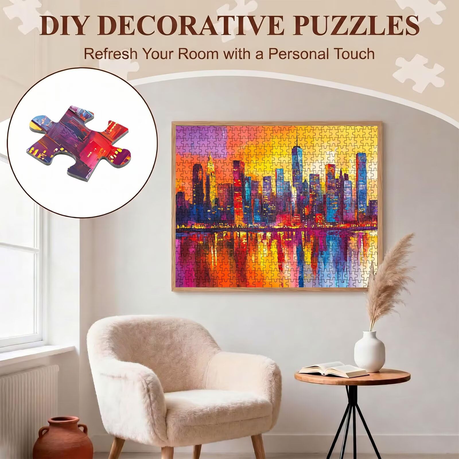 colore Città Puzzle 1000 Pezzi per Adulti, Puzzle in Legno - Collezione Classica con Poster Incluso - Sfida di Concentrazione e Passatempo Antistress, Gioco Educativo per Famiglia, 75 x 50 cm f0-23
