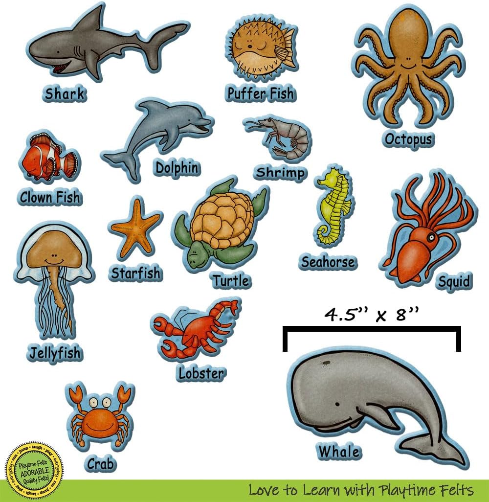 Ocean Creatures and Their Names | Felt Board Story Sets for Preschool Classroom | Reusable Felt Stories for Preschoolers