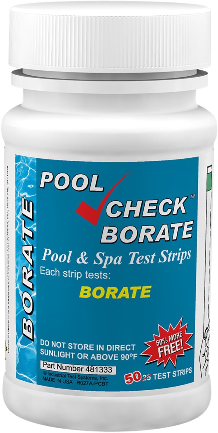 Pool Check Borate Test Strips for Pools & Spas – 50 Count | Made in USA | Professional-Grade Accuracy Used by Pool Pros
