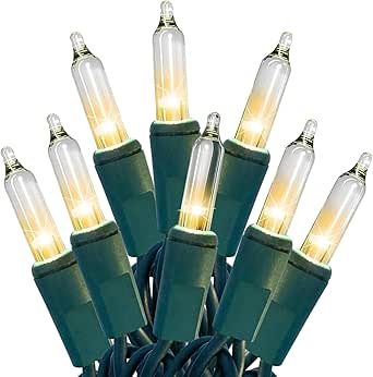 HISHINY 100 Count Clear Christmas Lights String with Green Wire, UL Certified, 21 Feet