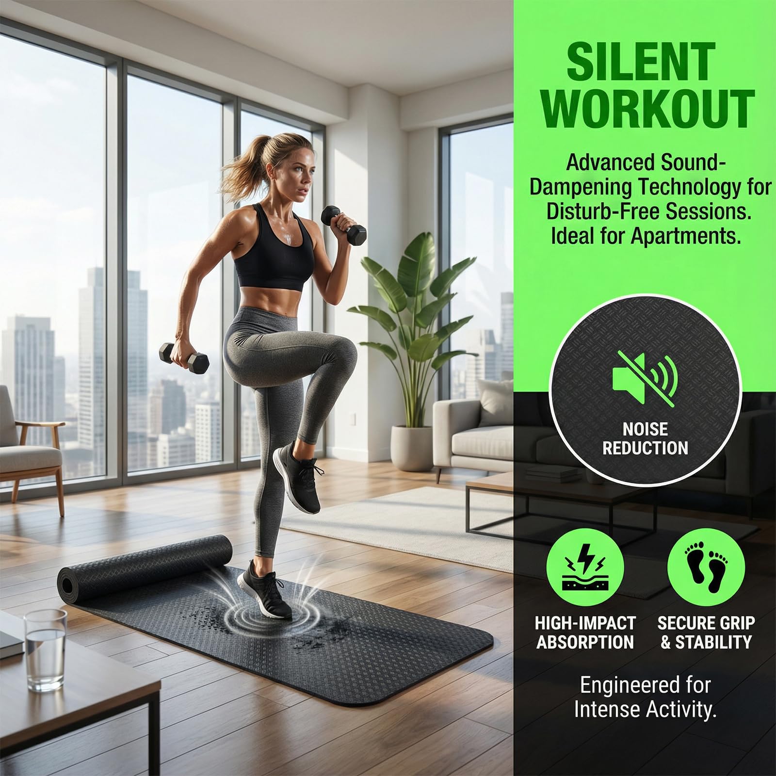 2PCS Tappetino Protettivo Attrezzature per Cyclette da Interni, Tappeto in Legno Duro per Esercizi e Camminata Reversibili Tappetini Protettivi Antiscivolo da Pavimento Bici Per Fitness Casa - 5