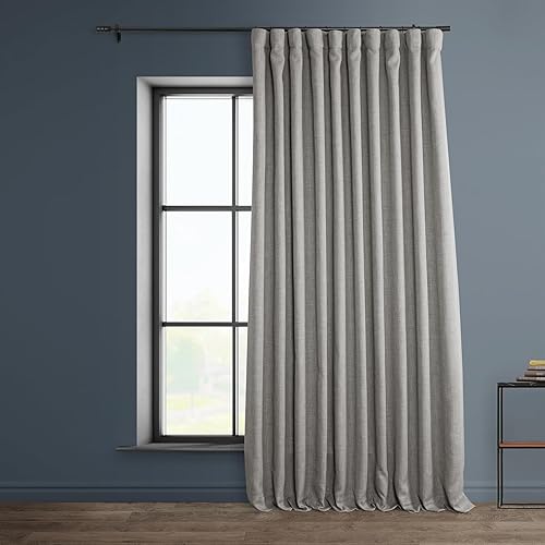 HPD Half Price Drapes BOCH-LN-DW-P - Cortina de lino sintético extra ancha para oscurecer ambientes 1 panel 100 x 96pulgadas color dorado diente de