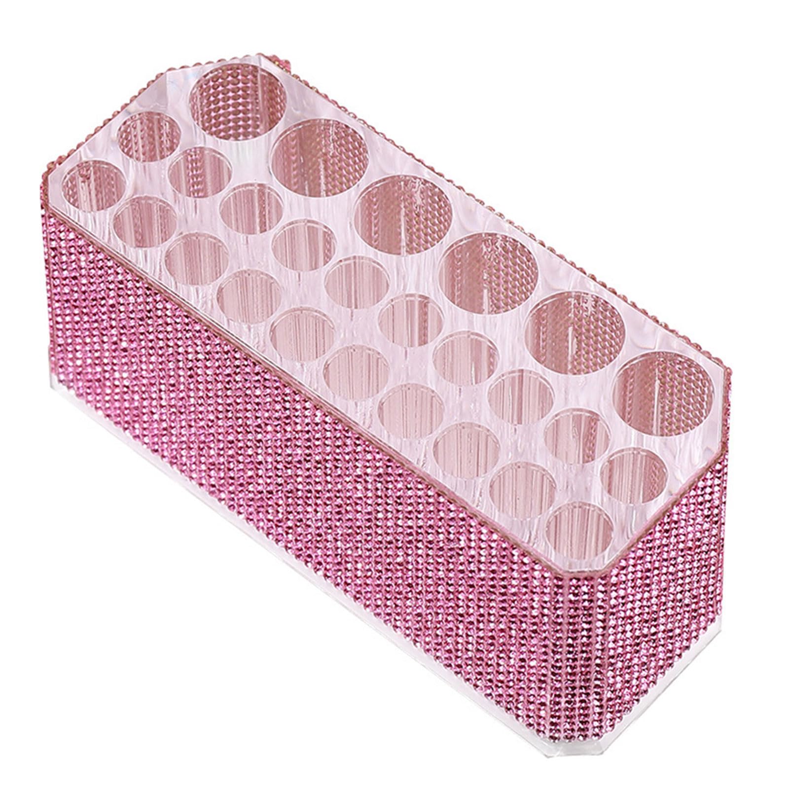 Hsioluted 1 Rhinestones Acrylic 26-Slot Cosmetic Brush Holder, Multipurpose Pen & Makeup for Dresser Vanity Large Capacity Desk Brush Organiser