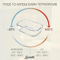 Vista 3 de Levietti 2-Pack Borosilicate Glass Storage Containers with Lids 35oz, Airtight Leakproof Glass Food Storage for Leak-Free Fresh Meals, Leftovers