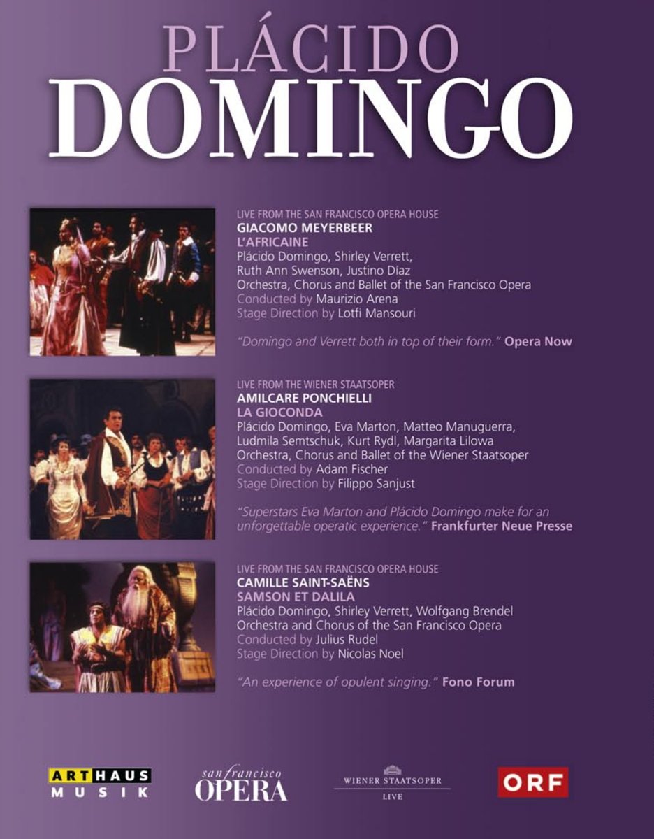 Plácido Domingo - Giacomo Meyerbeer: L'africaine + Amilcare Ponchielli - La Gioconda + Camille Saint-Saëns - Samson et Dalila