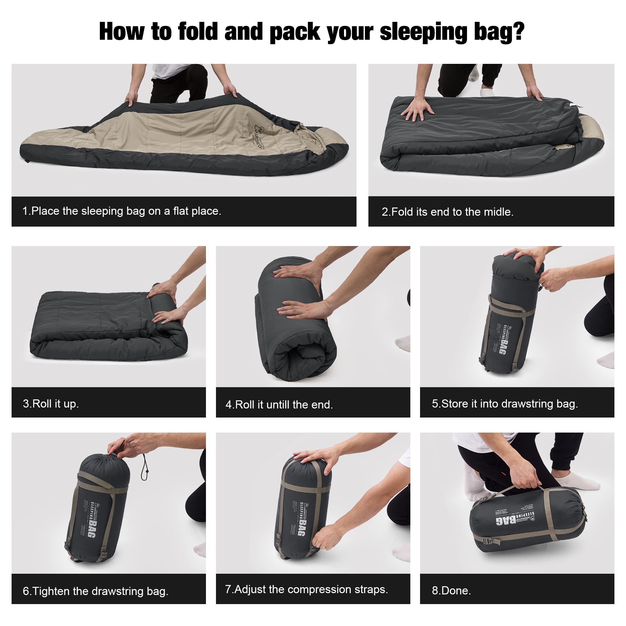 Mardingtop Sac de couchage extérieur -5 °C - 15 °C Warm Mummy Sac de couchage adulte pour le camping, les voyages et les activités de plein air