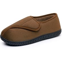 Git-up Men Memory Foam Diabetic Slippers Adjustable Arthritis Edema Swollen Feet Wide House Shoes Comfy Soft Non-Slip Plus Size Indoor Outdoor Slipper