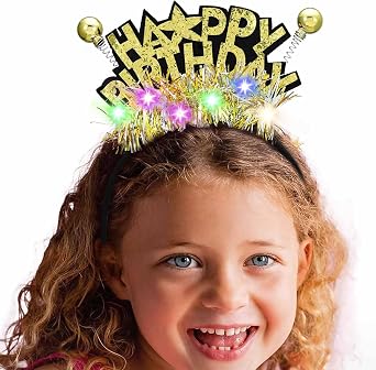 Acenail Light Up Happy Birthday Headband LED Birthday Crown Birthday Decorations Birthday Hair Accessories for Women Girls