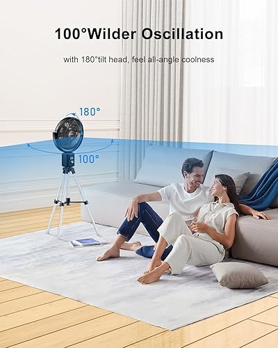 Miniatura 5 de TriPole Oscillating Standing Fan 11 Outdoor Fan for Patios Quiet Pedestal Fan 12000mAh Rechargeable Battery Operated Floor Fan with Remote Control