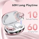 CASCHO Wireless Earbuds Bluetooth Headphones 60Hrs Playtime HD Stereo Audio Digital LED Display Over-Ear Earphones with Earhook Waterproof Headset with Mic for Sport Running Workout (Rose)
