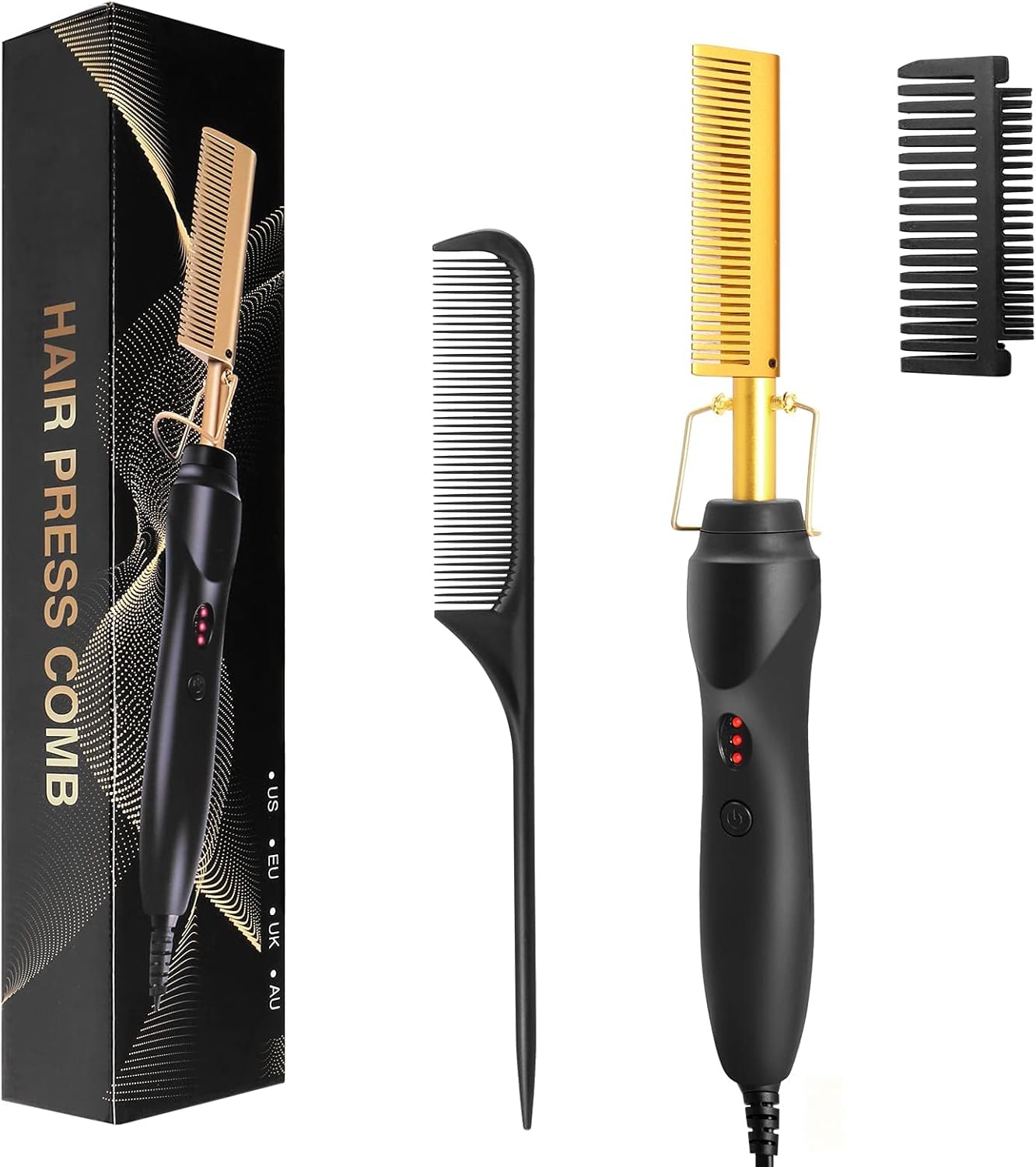 QiBaLee Hot Comb Hair Straightener - Electric Heating Ceramic Pressing ...