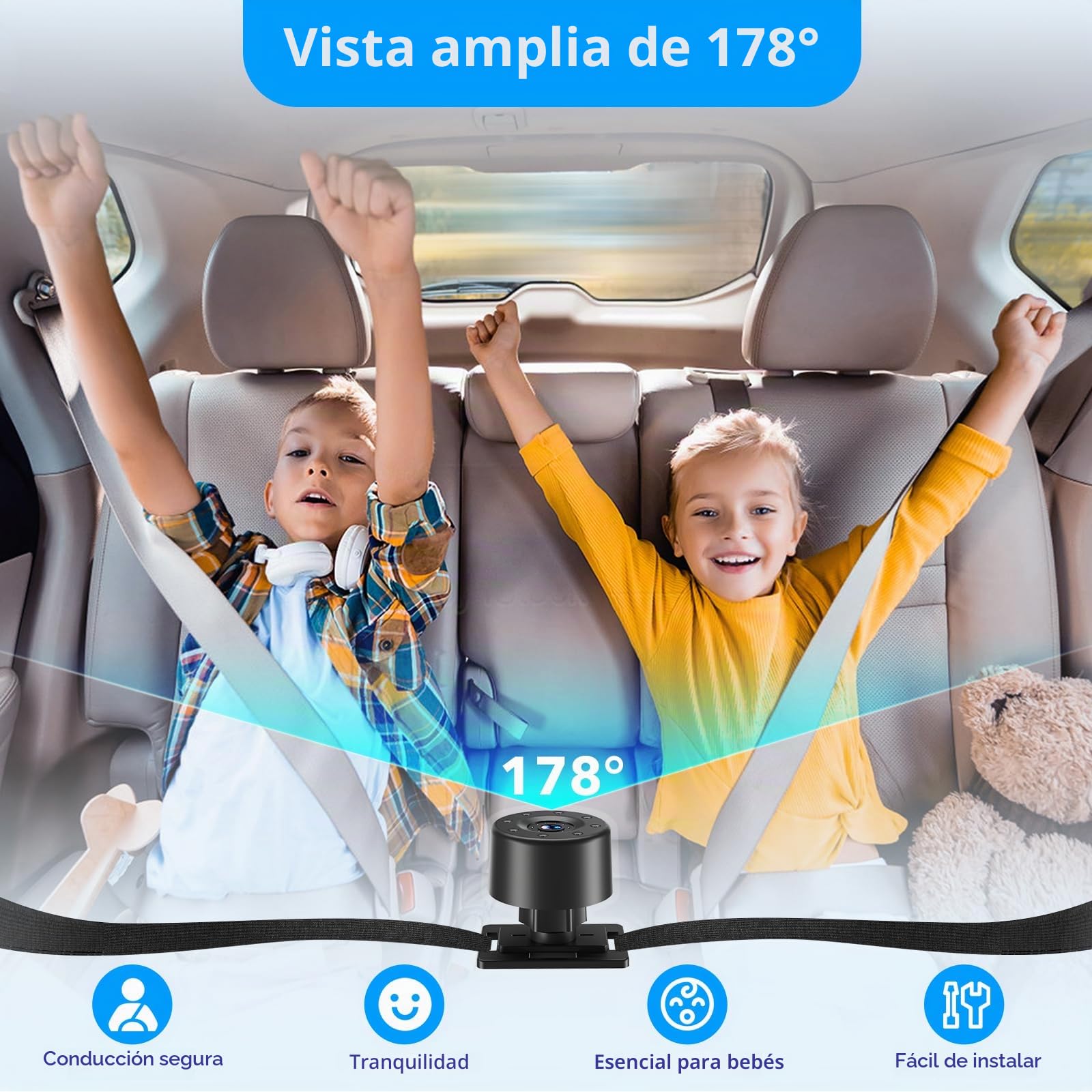 Cámara de coche para bebé de 7 pulgadas, 1080p IR visión nocturna espejo de coche para bebé con gran angular de 178°, pantalla IPS HD, monitor de orientación trasera, conducción segura para nuevos