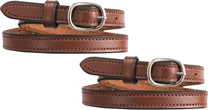 Exion Leather Spur Straps for English Riding Premium Vegetable Tanned Leather Spur Straps for Tall Boots & Paddock Boots, Stainless Steel Buckle Equestrian Gear for Dressage & Hunters Pair