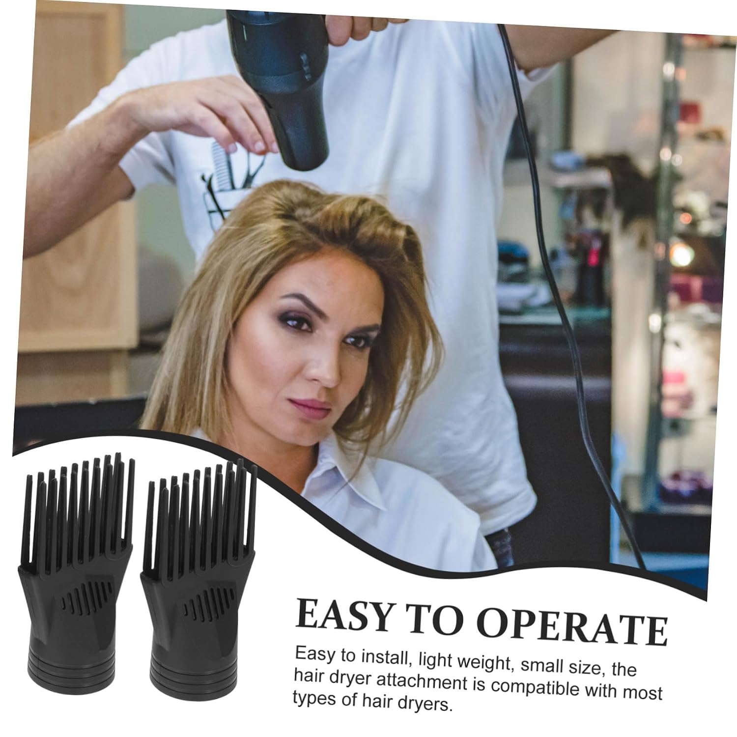 WOONEKY 2pcs Blow Dryer Comb Attachment Lightweight and Durable Nozzle for Hair Dryers Easy to Install Styling Tool for Straightening and Detangling Fit Hair Care Accessory