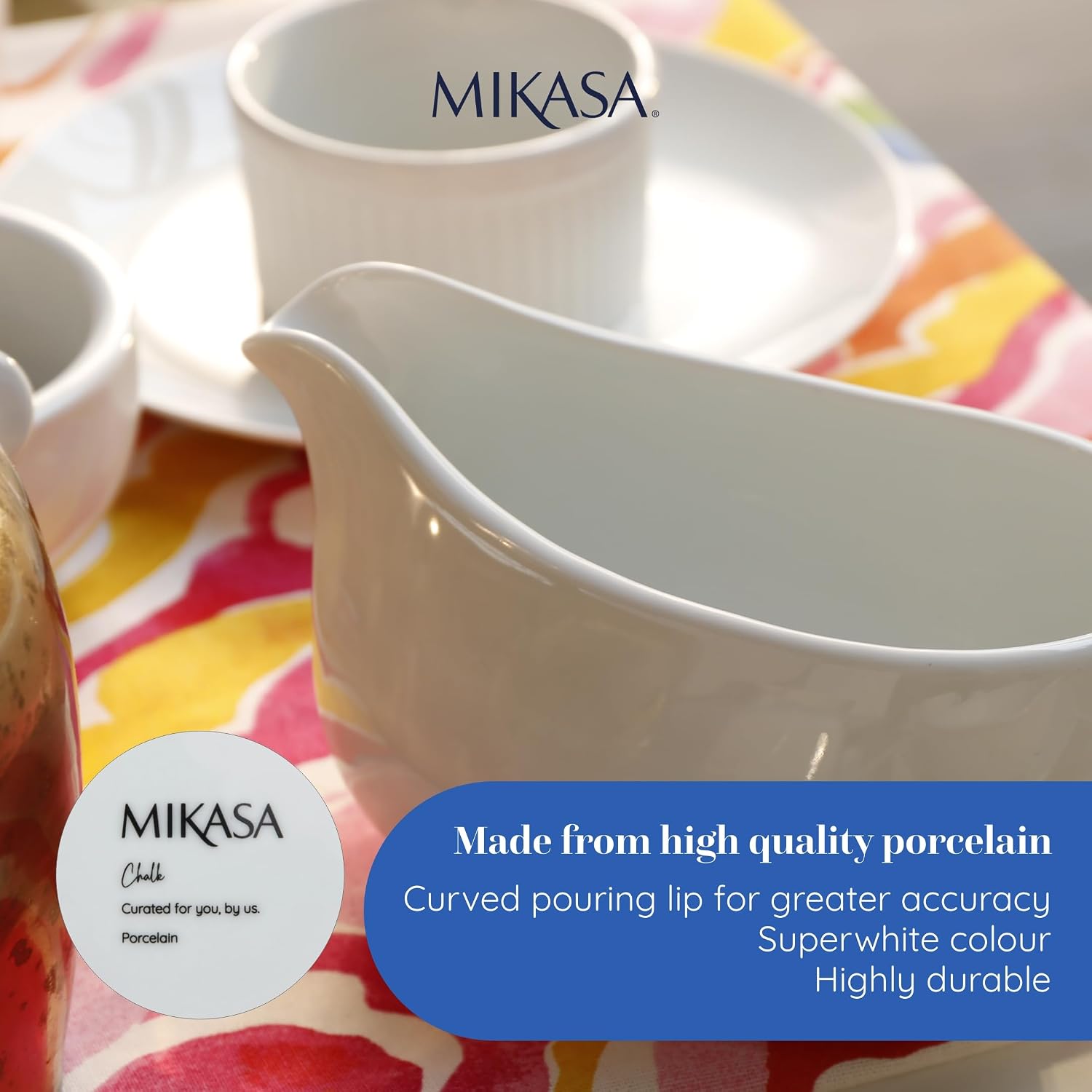 Mikasa Chalk Porcelain Gravy Boat 700ml, Suace Jug, Serving Dish, Labelled, Black