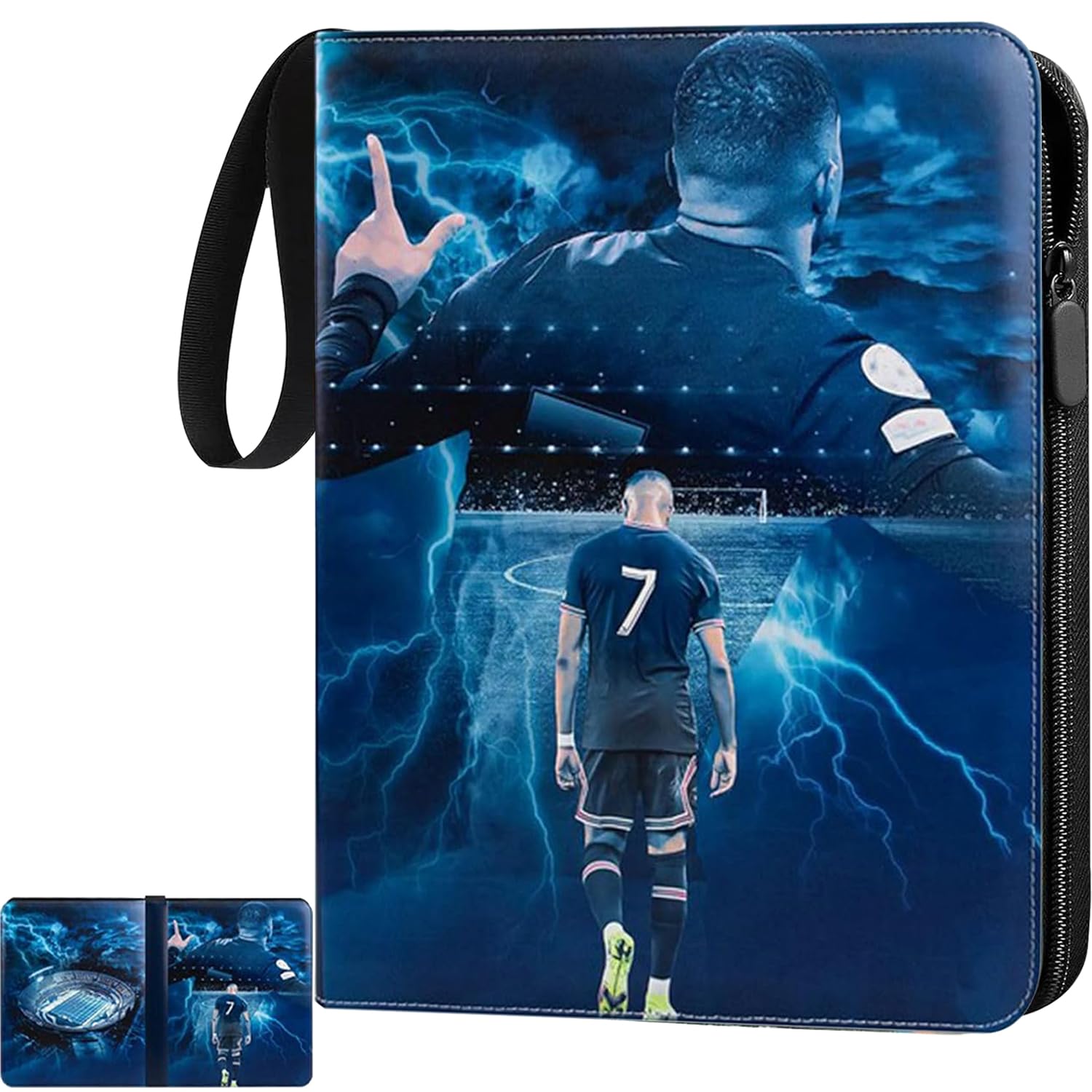 Cerkkapo Football Cards Scrapbook, Large Capacity Scrapbook, Football Cards, 9 Pockets, 50 Pages, 900 Cards, Collecting Cards, Album, Portable, Waterproof, PU Card Holder, Trading Card Albums