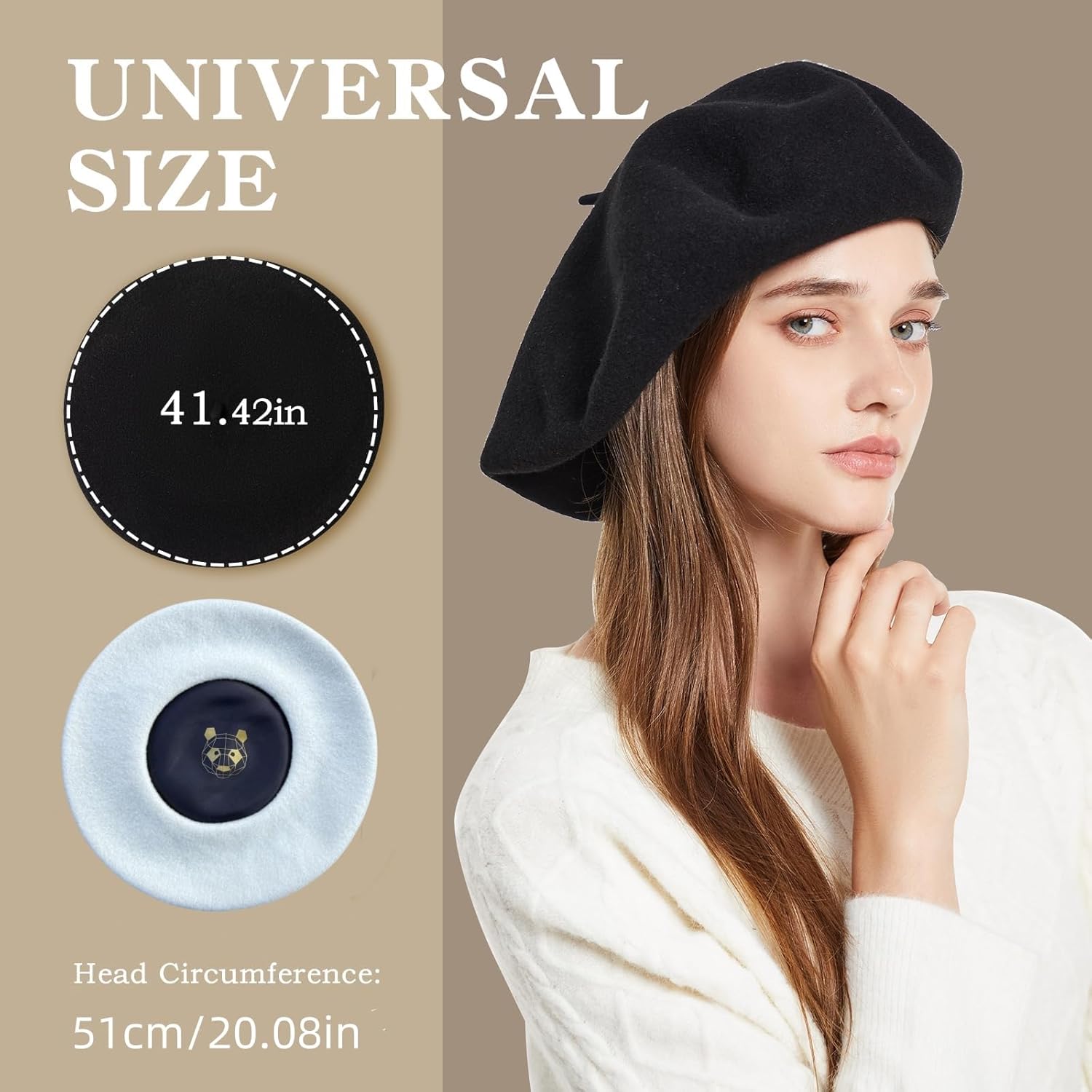 XXL 100% Wool French White Beret Hats for Women Man Painter hat Classic Painter's Hat Girl Solid Color Classic - Image 6