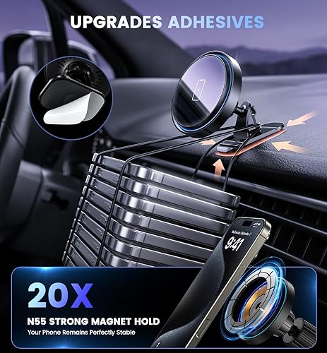 Miniatura 6 de Mag-Safe - Cargador de coche inalámbrico magnético de 15 W para iPhone 17, accesorios soporte magnético para teléfono para coche 3 en 1 Mag Safe Car