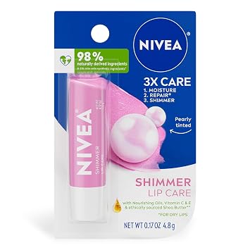 NIVEA Shimmer Lip Care - Pearly Shimmer for Chapped Lips, Moisturize All Day - .17 oz. Stick