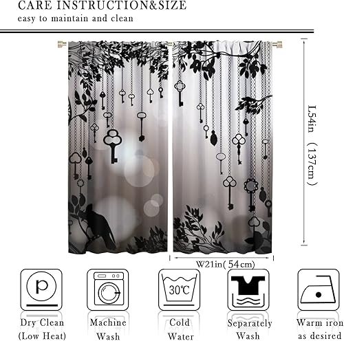 Miniatura 2 de Cortinas góticas de cuervo, pájaros negros, decoración de cuervo, tratamiento de ventana para sala de estar, cuervo negro oscuro alas de suspenso, 2