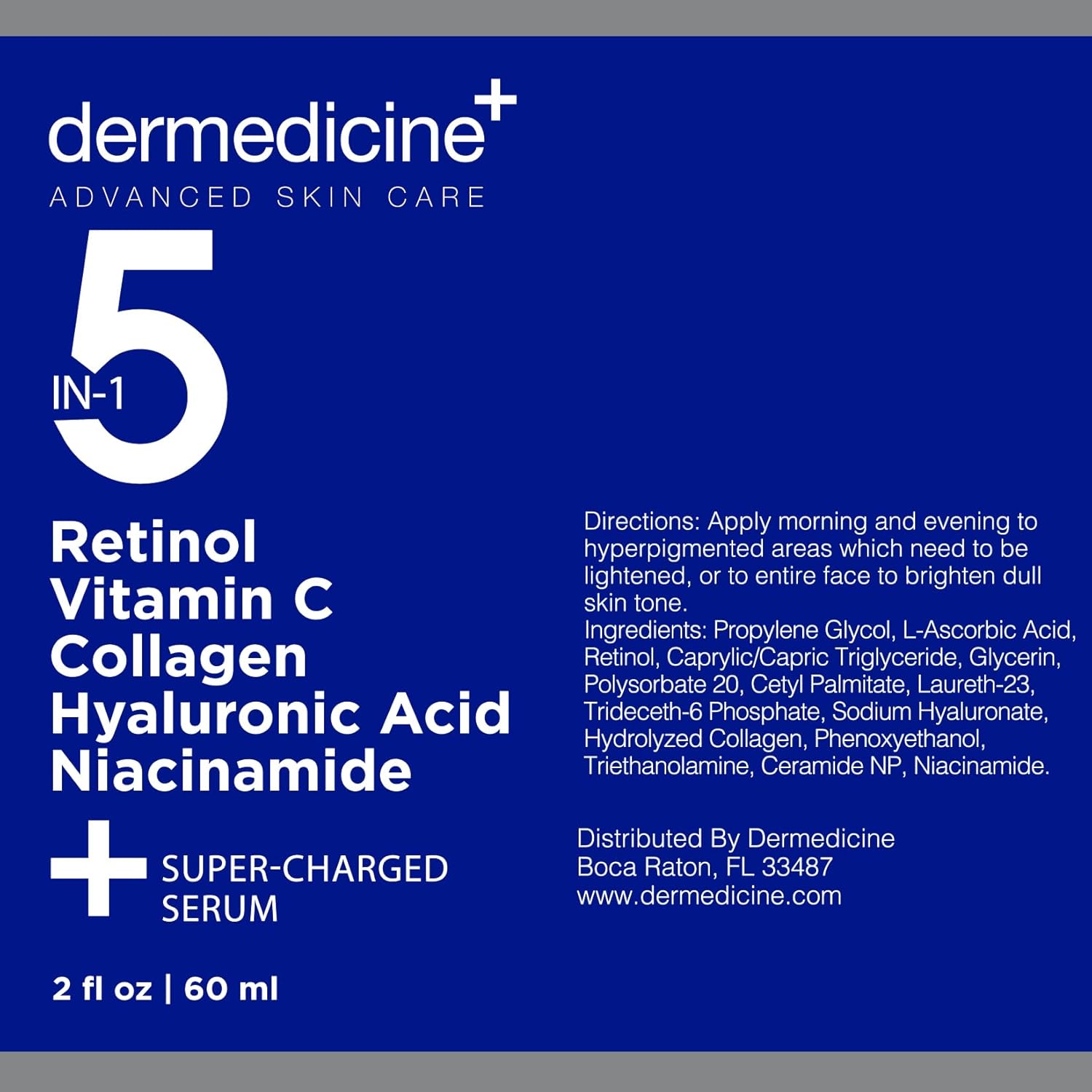 5 in 1 Potent Face Serum with Retinol, Vitamin C, Collagen, Hyaluronic Acid, Niacinamide | May Help Improve Appearance of Fine Lines and Reduce Appearance of Dark Spots | 2 fl oz / 60 ml - Image 4