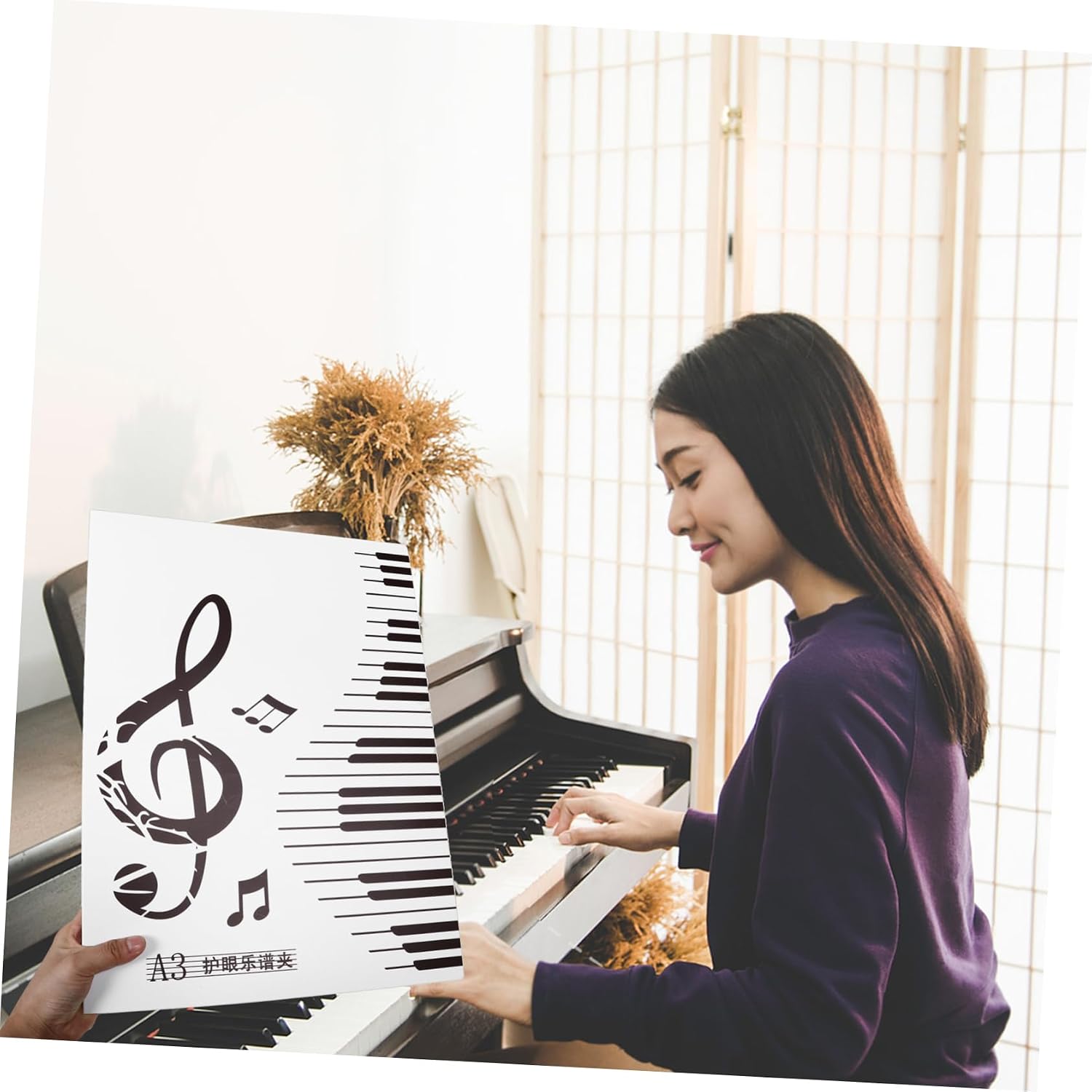 Levemolo Music Sheet Holder with Plastic Sleeves for Organizing Sheet Music Durable Choir Folder for Piano Performance Secure Storage for Musicians and Bands
