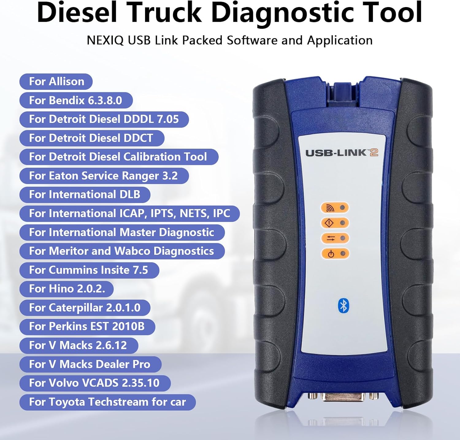 for Nexiiq USB Link 2, Diesel Universal Truck Excavator Diagnostic Scanner Tool, with Repair Information & Diagnostic Software,Clear Page, qQuick Diagnosis, Saves time USBVersion