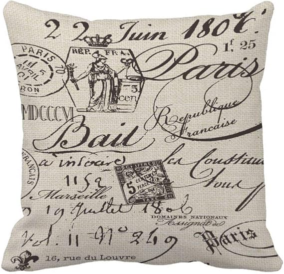 vintage script throw pillows