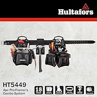 Vista 4 de Hultafors Work Gear HT5449 - Sistema combinado de cuero de alta calidad de 4 piezas, cinturón de herramientas, bolsillos frontales de doble