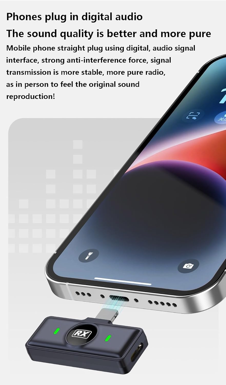 Q8 Wireless Receiver plugged into a smartphone